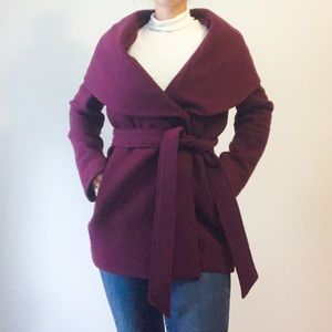 NWOT Express burgundy wrap coat